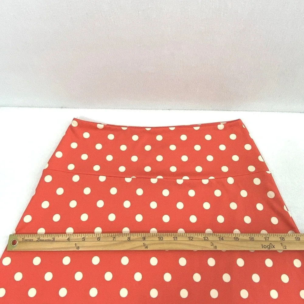 Louie Lucie Skirt Women S Orange Coral Creme Polka Dot A-Line Retro Rockabilly - Picture 8 of 9